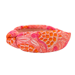 Pink and Orange Floral Block Print Headband