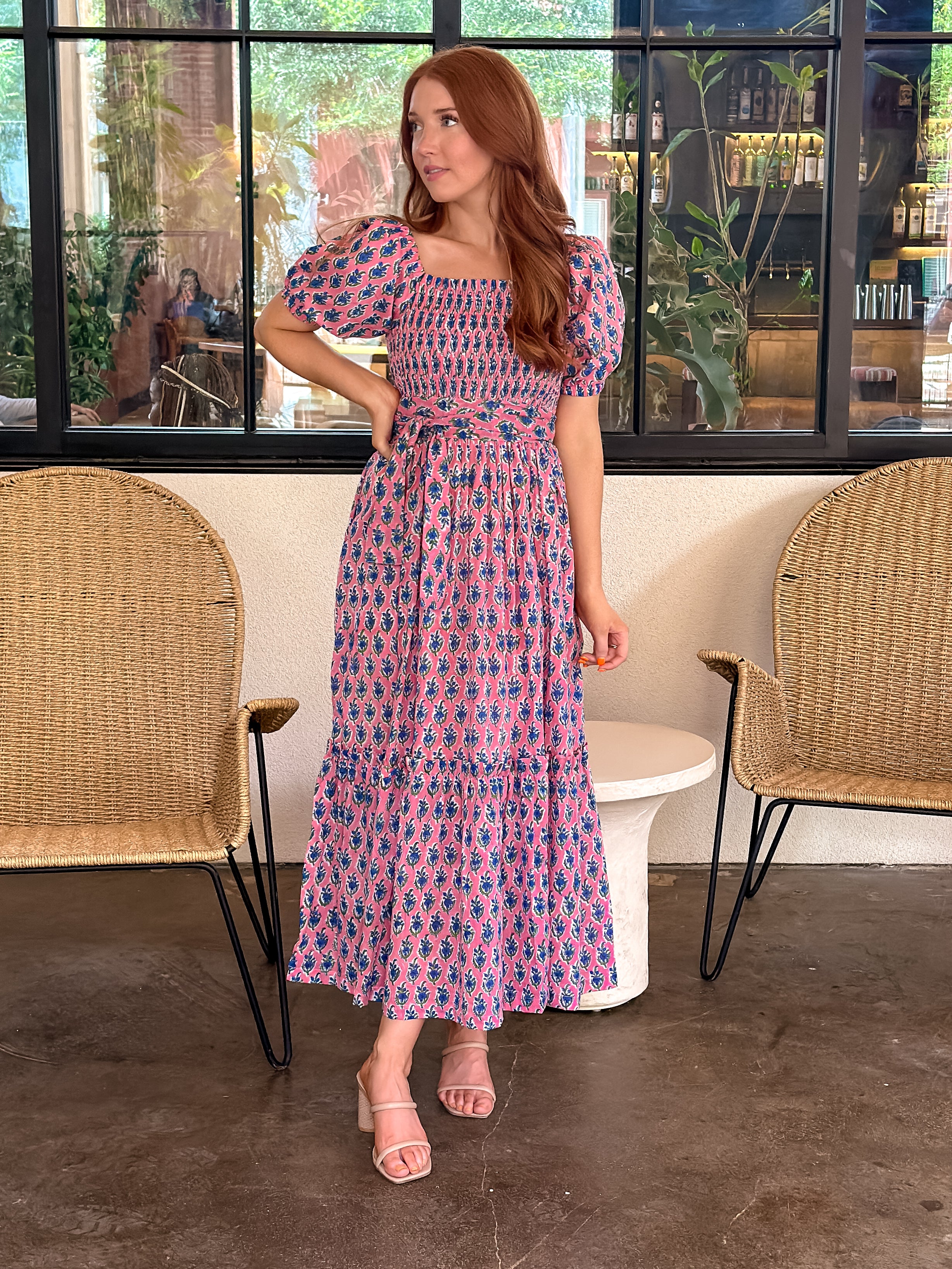 Emma Maxi Dress- Pink Blue Bonnet