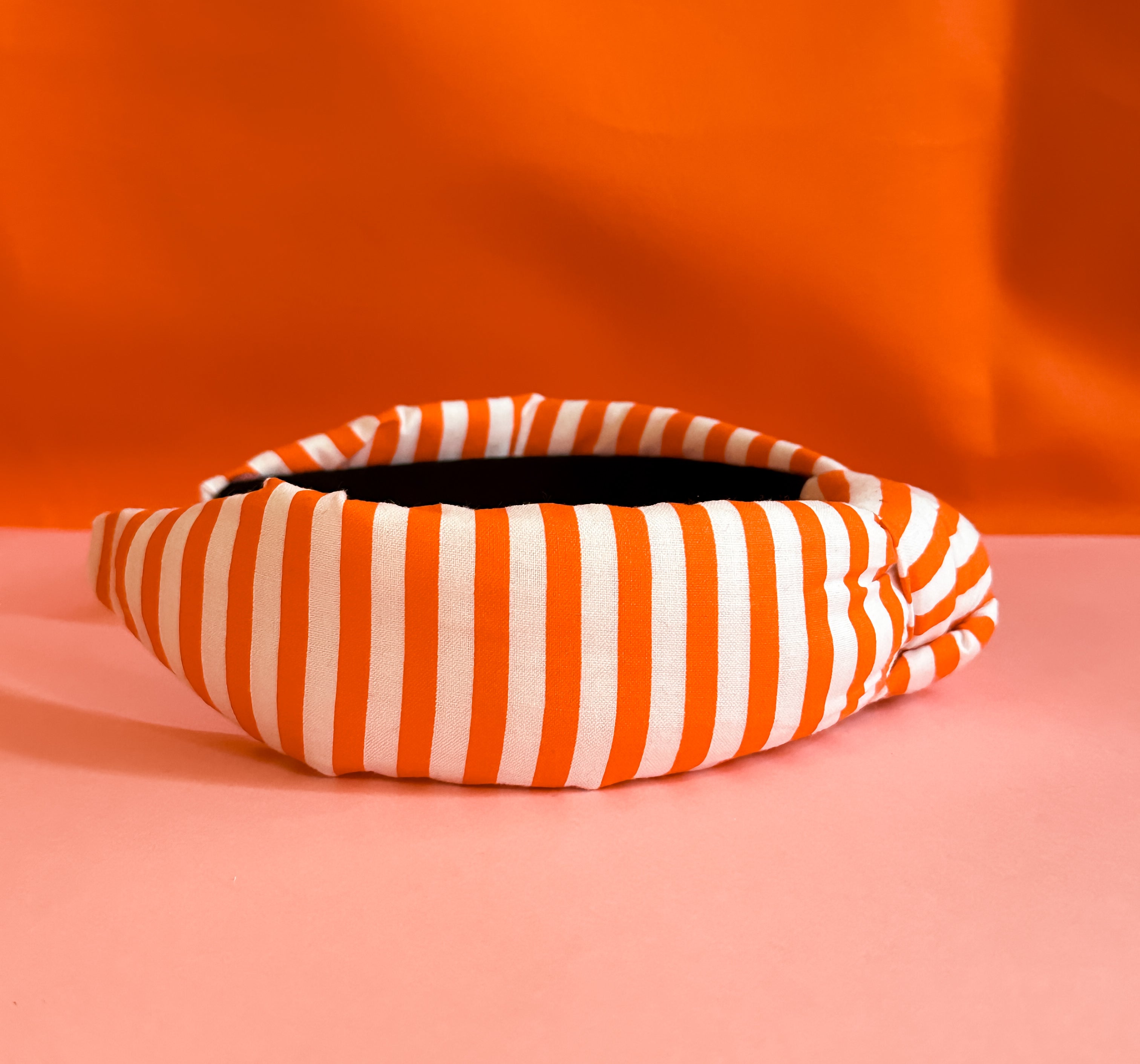 Orange And White Stripe Knotted Headband