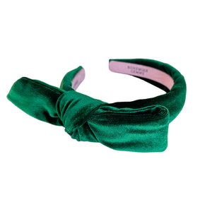 Hunter Green Velvet Side Bow  Headband