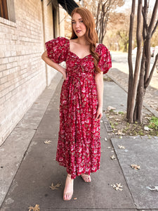 Red Floral Grace Maxi Dress