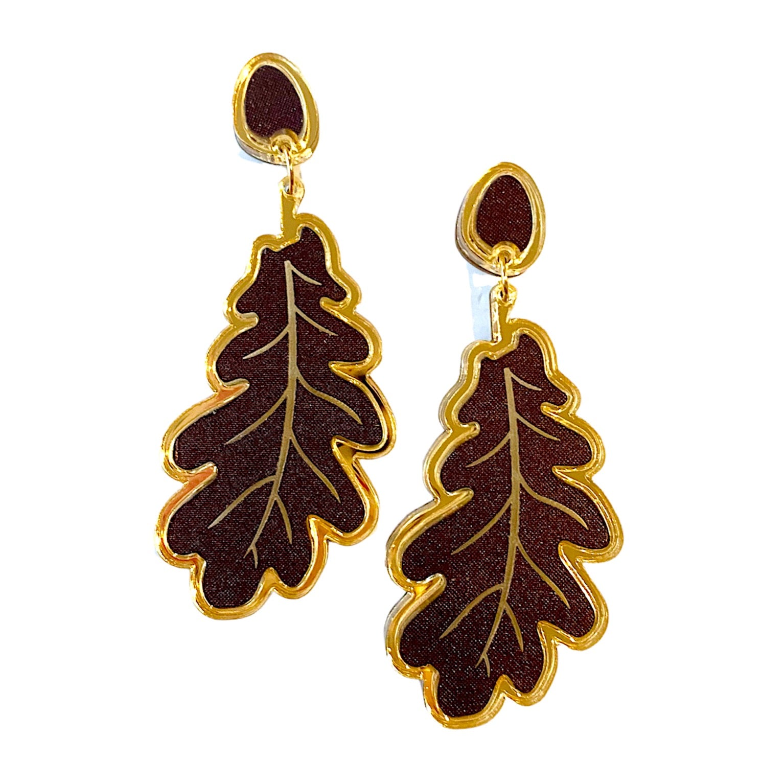 Sample Sale Leaf Statement Earrings- Chocolate Brown