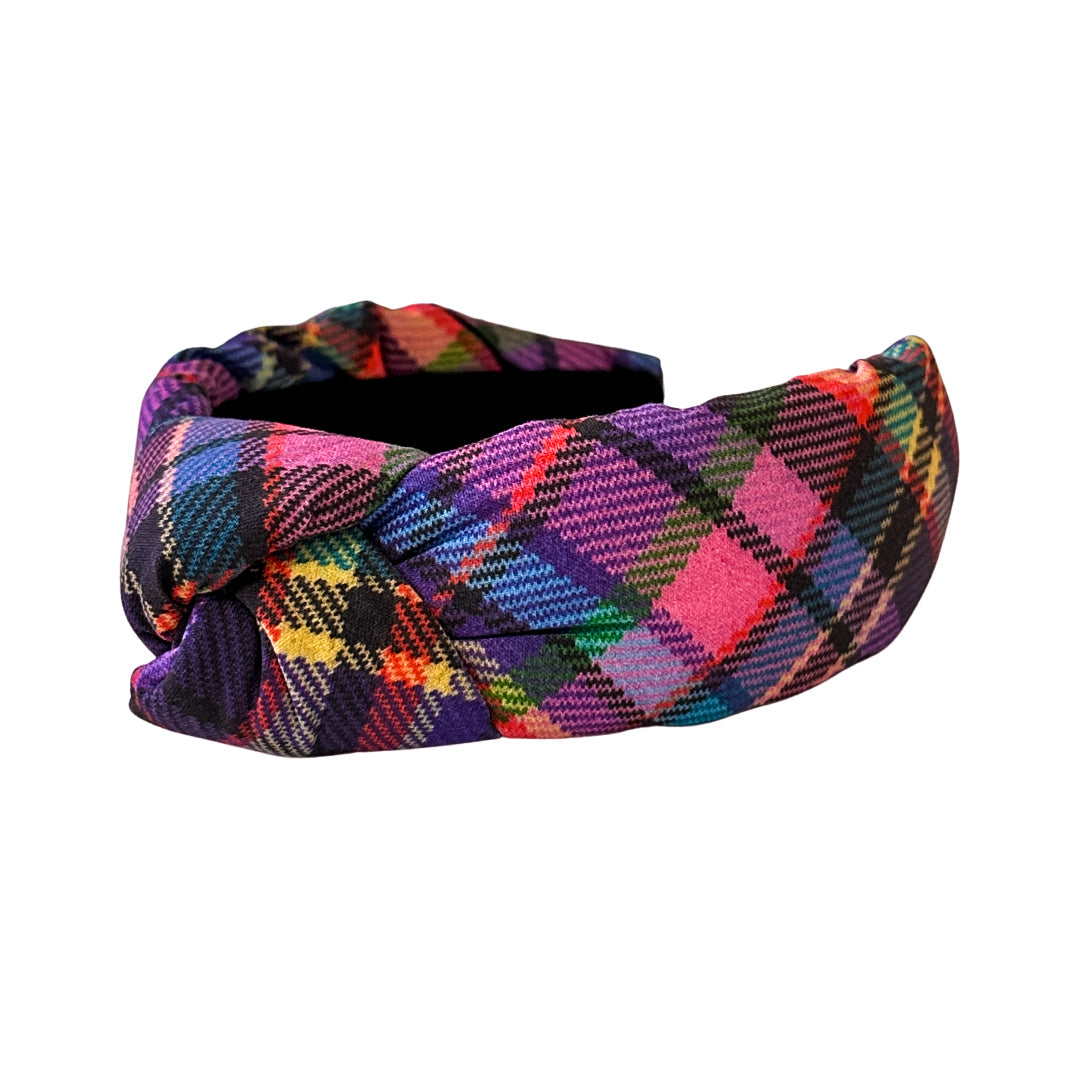 Rainbow Argyle Knotted Headband