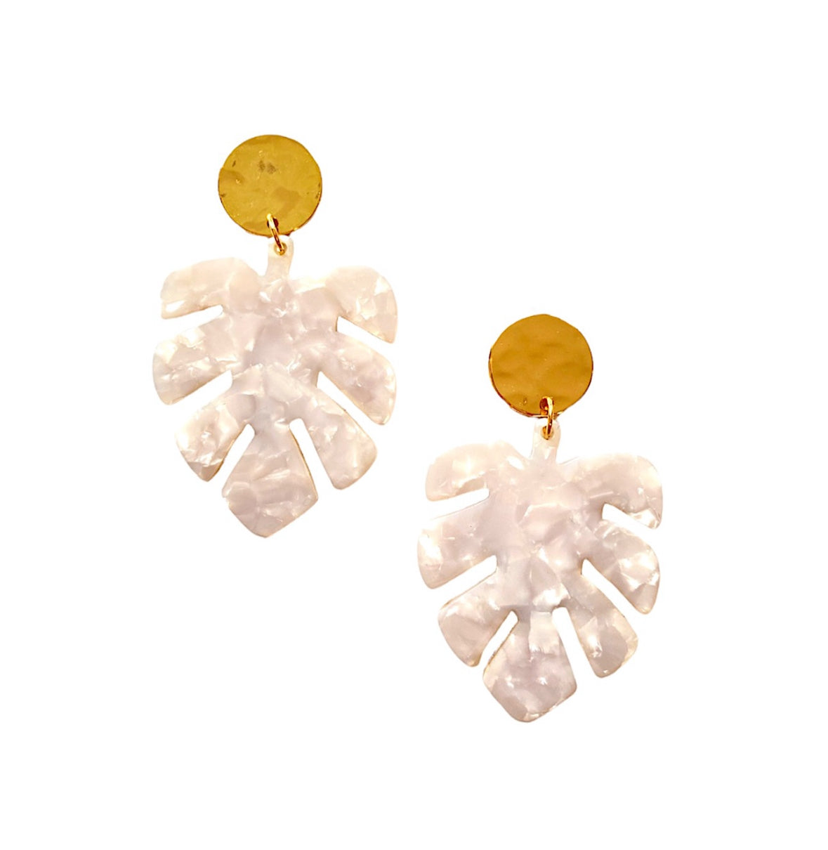 Sample Sale White Monstera Earrings