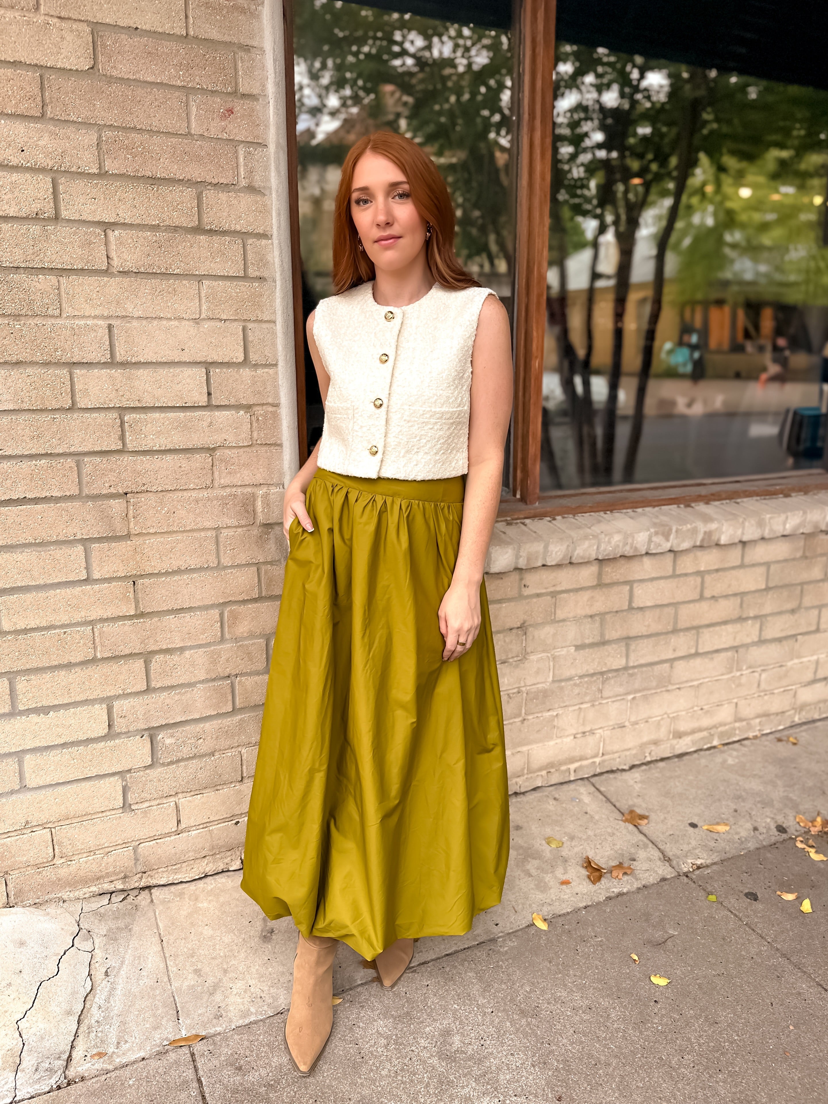 Chartreuse Bubble Maxi Skirt