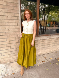 Chartreuse Bubble Maxi Skirt
