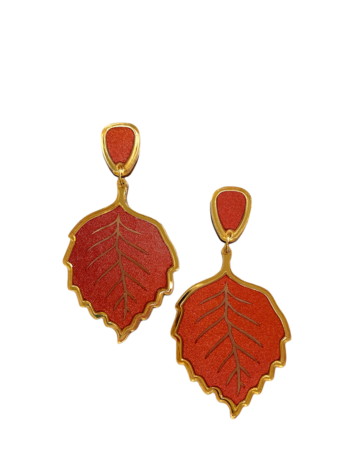Sample Sale Rust Satin Leaf Earrings