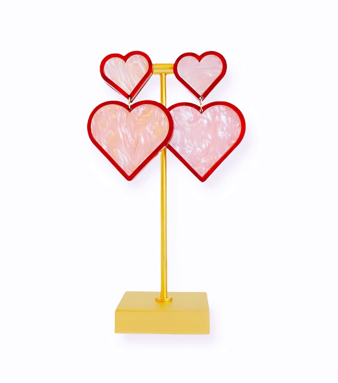 Sample Sale Pink & Red Heart  Earrings