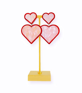 Sample Sale Pink & Red Heart  Earrings