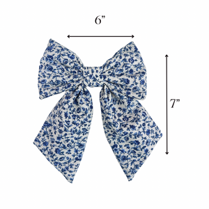 Piper Blue and White Floral Hair Bow