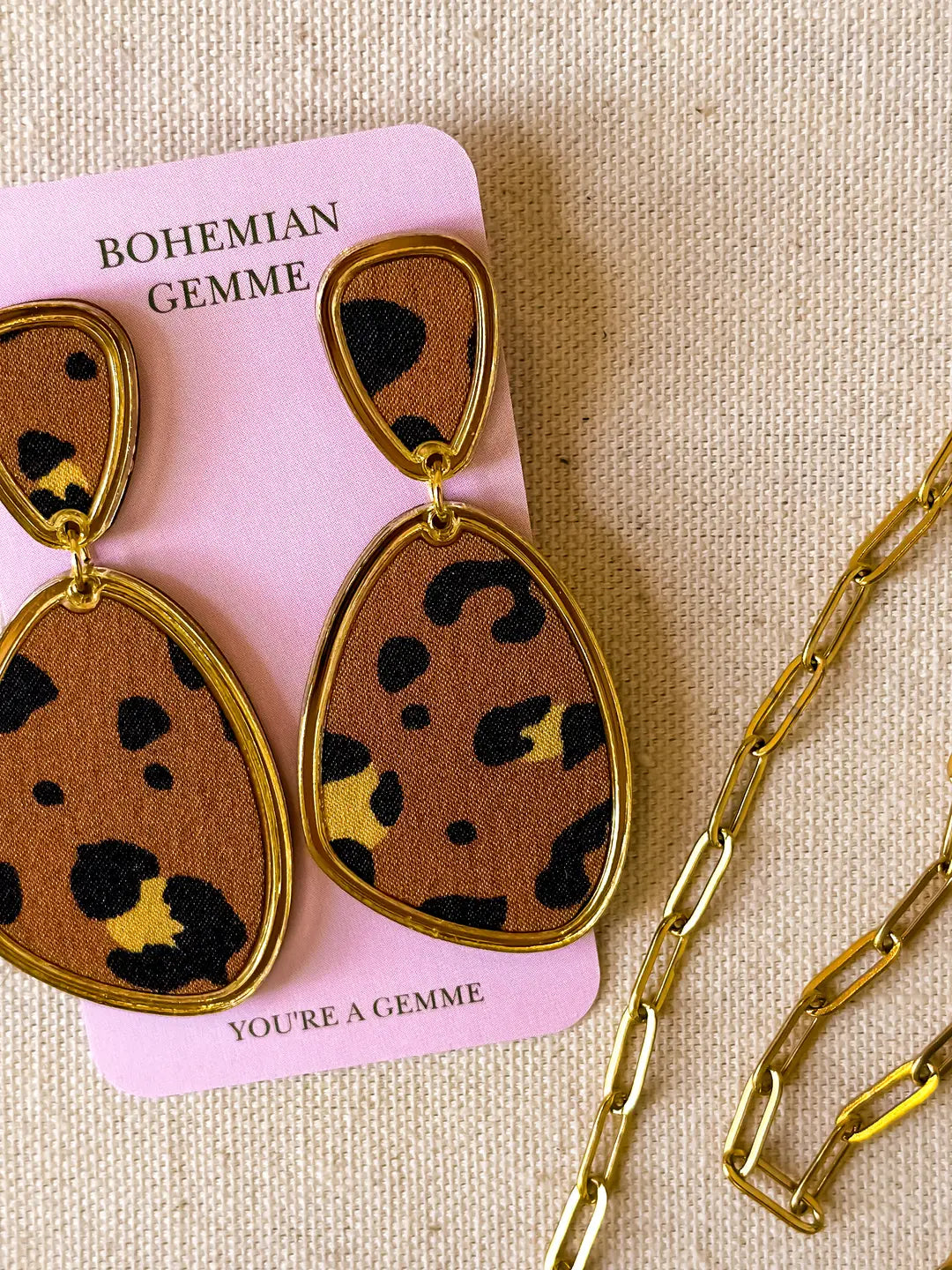 Charlotte Leopard Organic Earrings