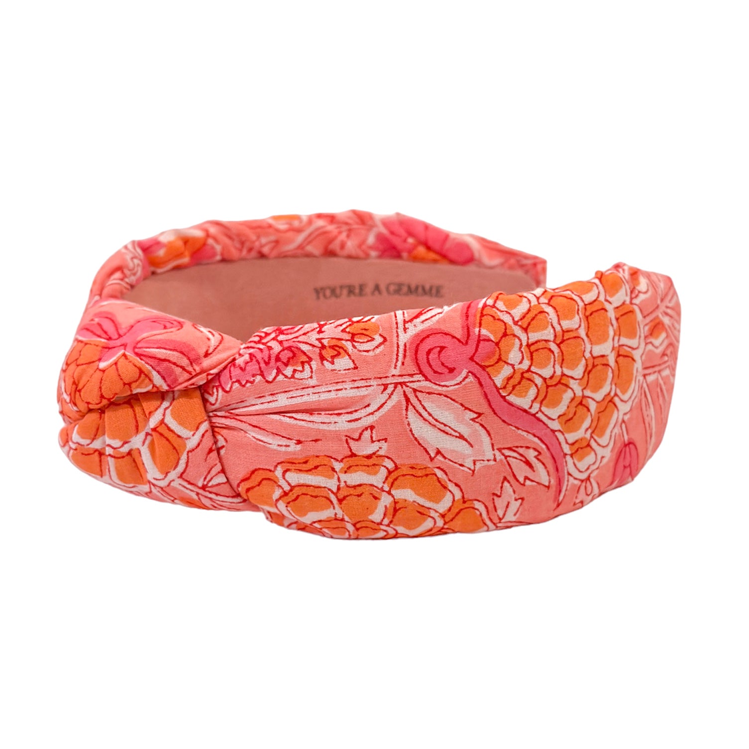 Pink and Orange Floral Block Print Headband