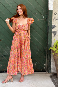 Bohemian Gemme Parker Dress- Spring Pink Muted Floral