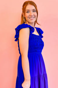 Royal Blue Eyelet Midi dress