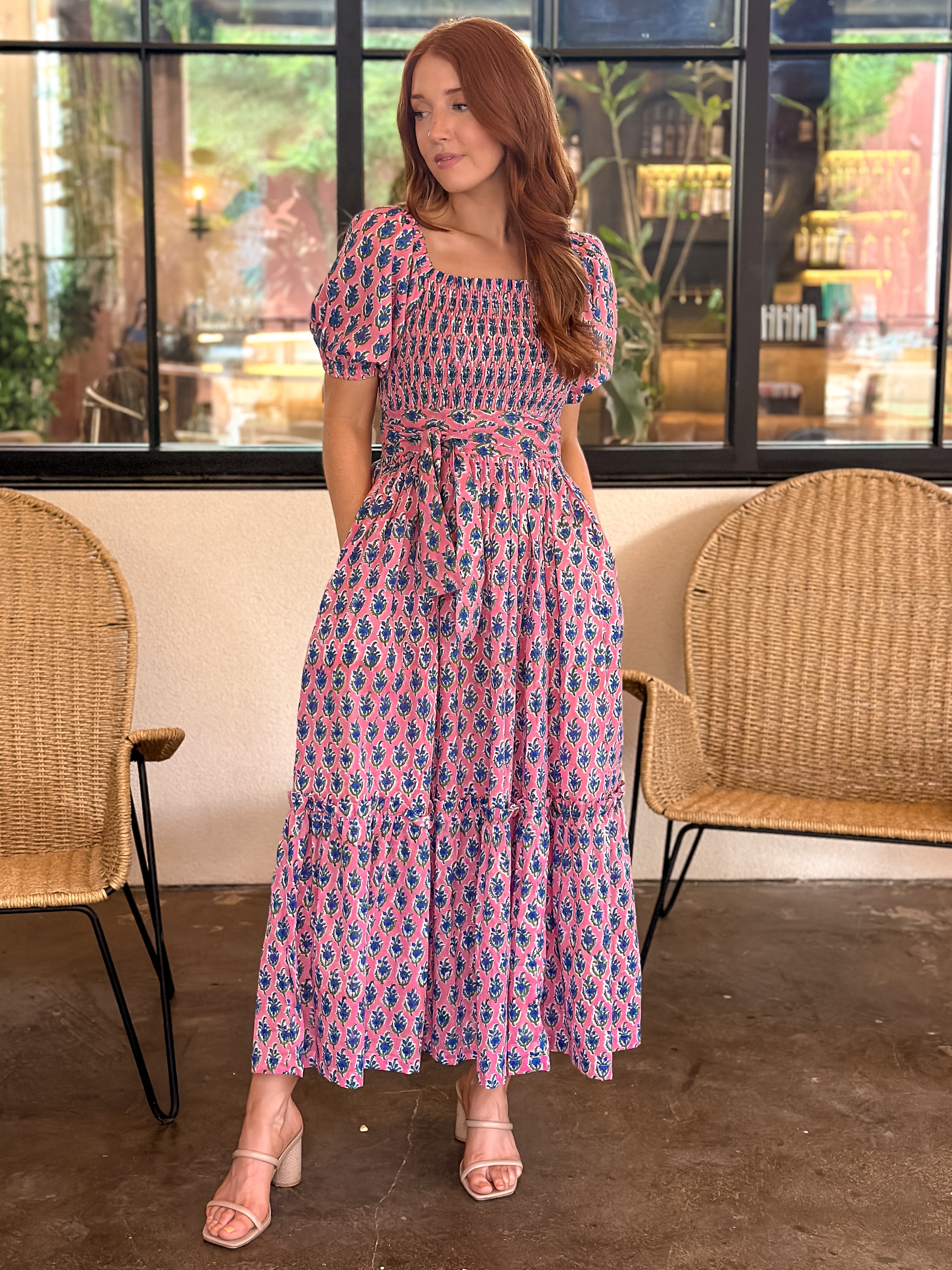 Emma Maxi Dress- Pink Blue Bonnet