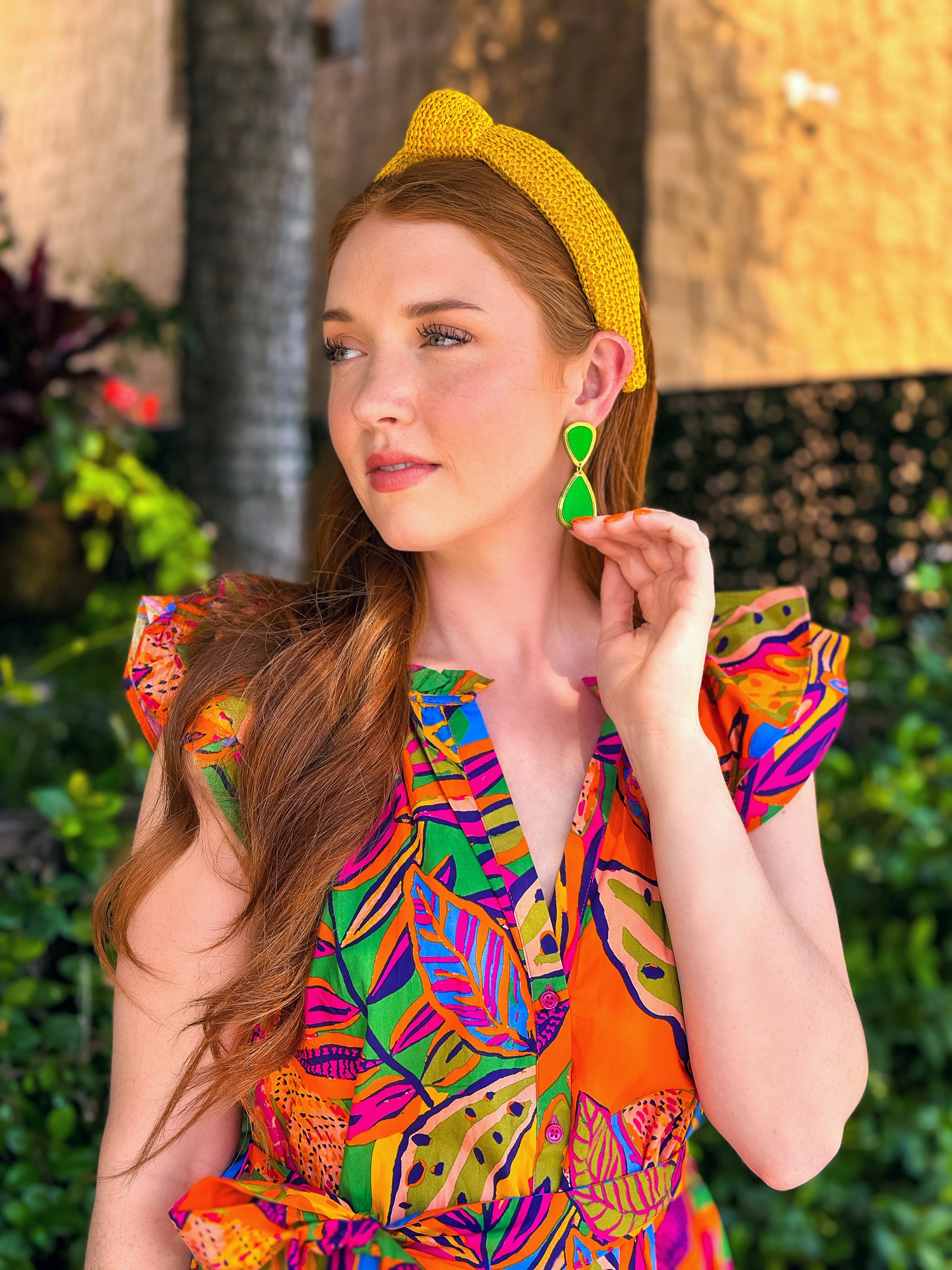 Tropical Print Midi Dress