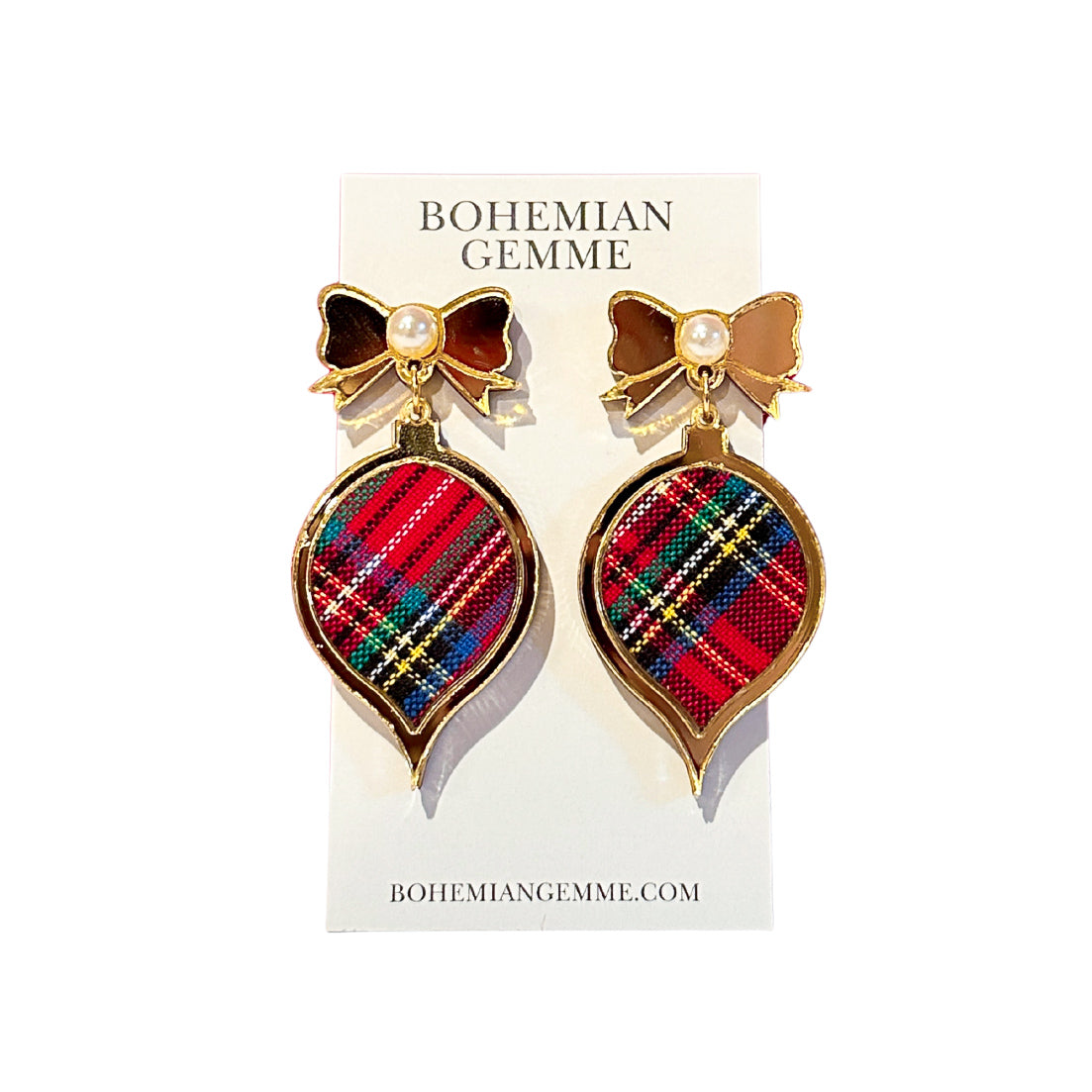 Red Tartan Ornament Dangles