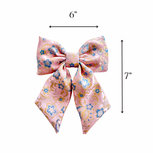 Pink Brocade Hair Bow