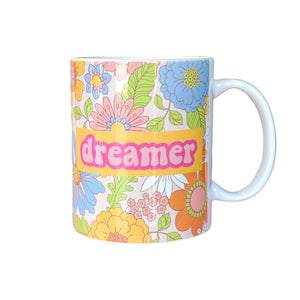 Dreamer Retro Floral Bow Coffee Mug