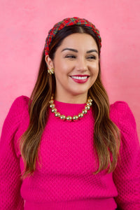 Braided Red Tartan Headband