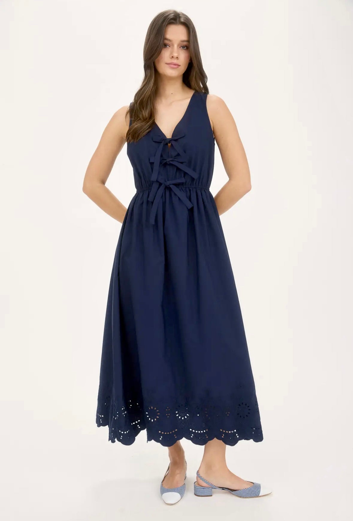 Navy Midi With Bow Details
