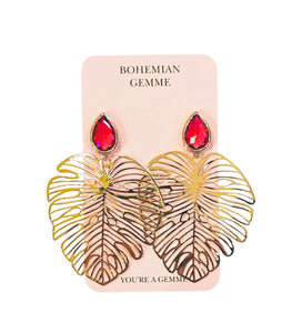 Sample Sale Magenta Monstera Earrings