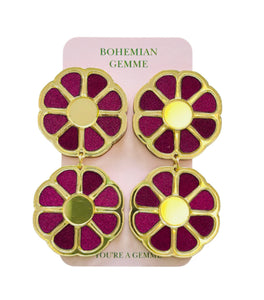 Sample Sale Deep Plum Fall Flower Earrings
