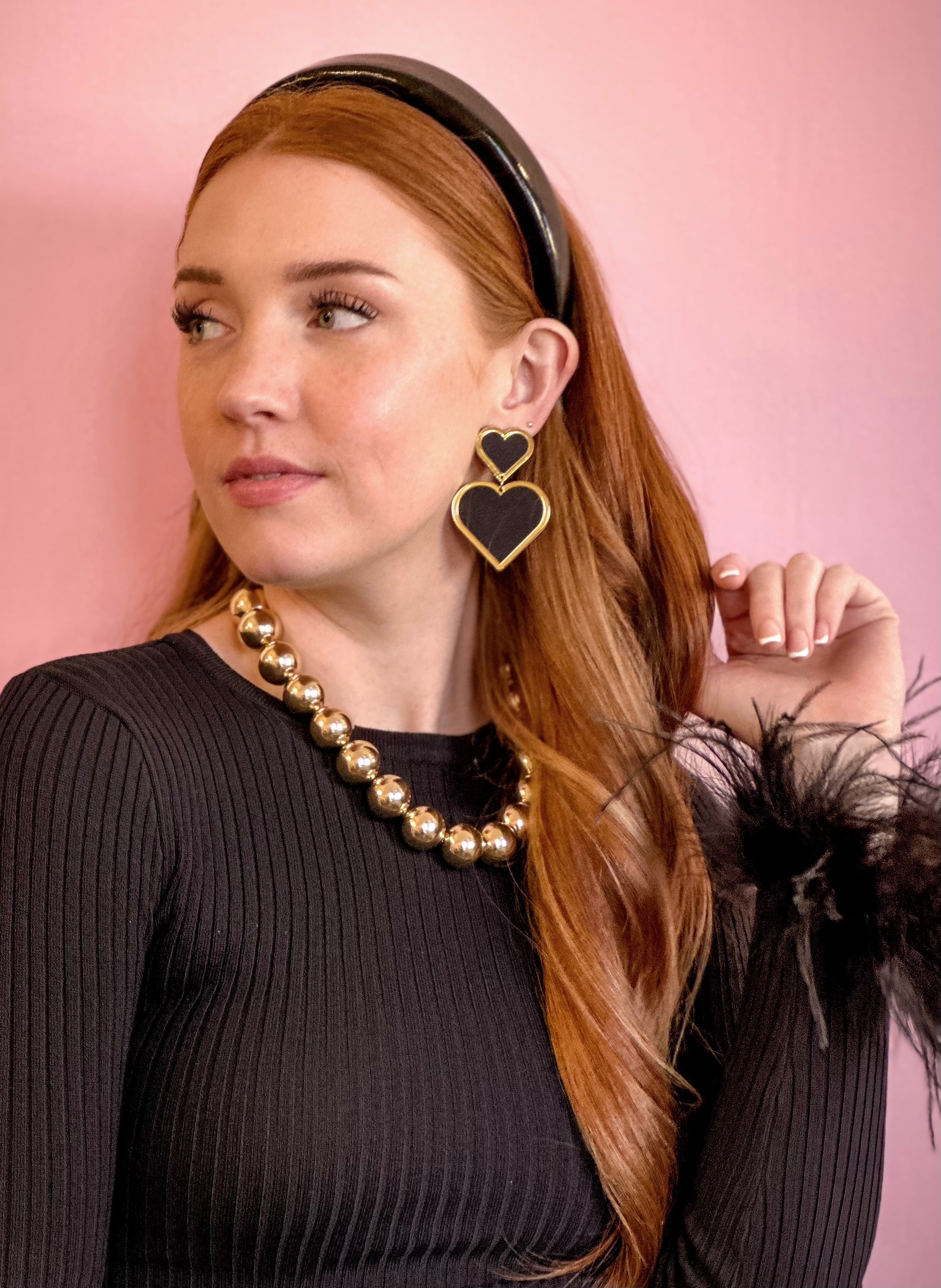 Black Heart Statement Earrings