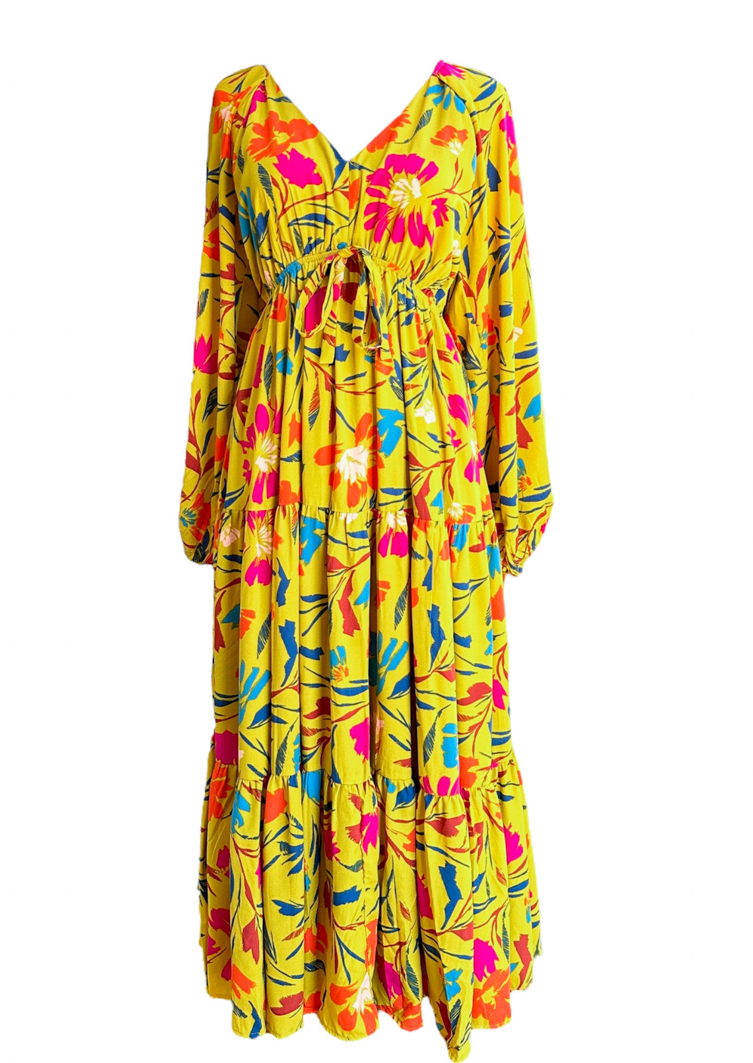 Lime Floral Maxi Dress