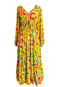 Lime Floral Maxi Dress