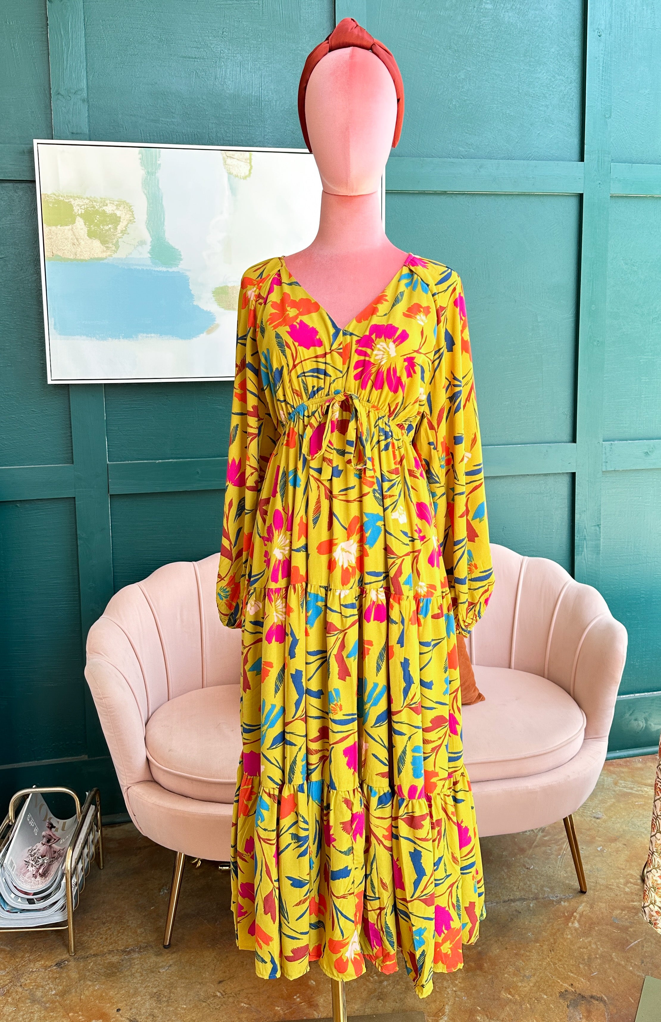 Lime Floral Maxi Dress