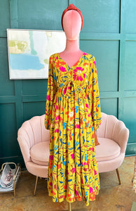 Lime Floral Maxi Dress