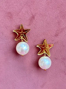 Golden Starfish Drop Earrings
