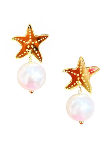 Golden Starfish Drop Earrings