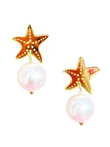 Golden Starfish Drop Earrings