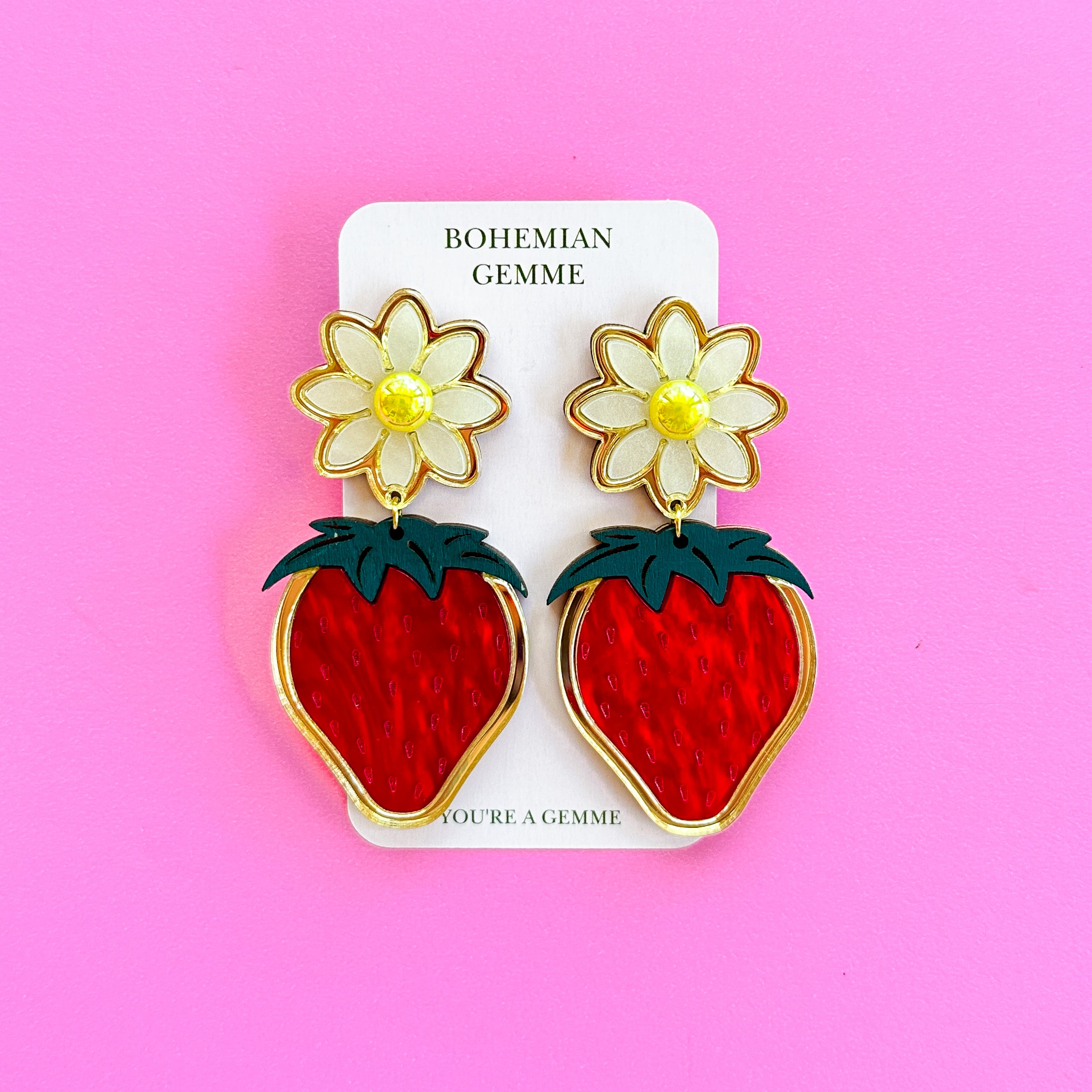 Strawberry Daisy Earrings