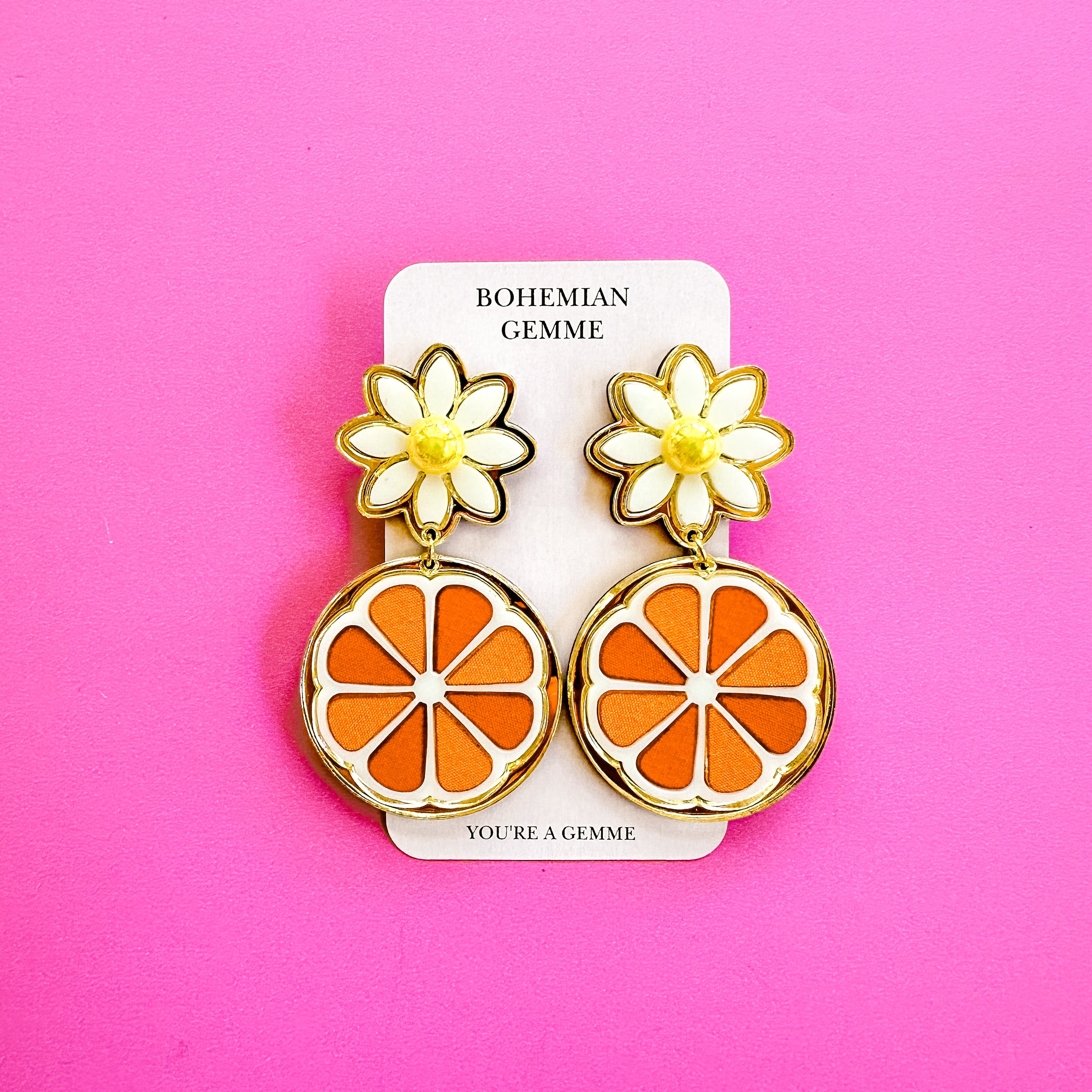 Orange Slice Daisy Earrings