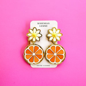 Orange Slice Daisy Earrings