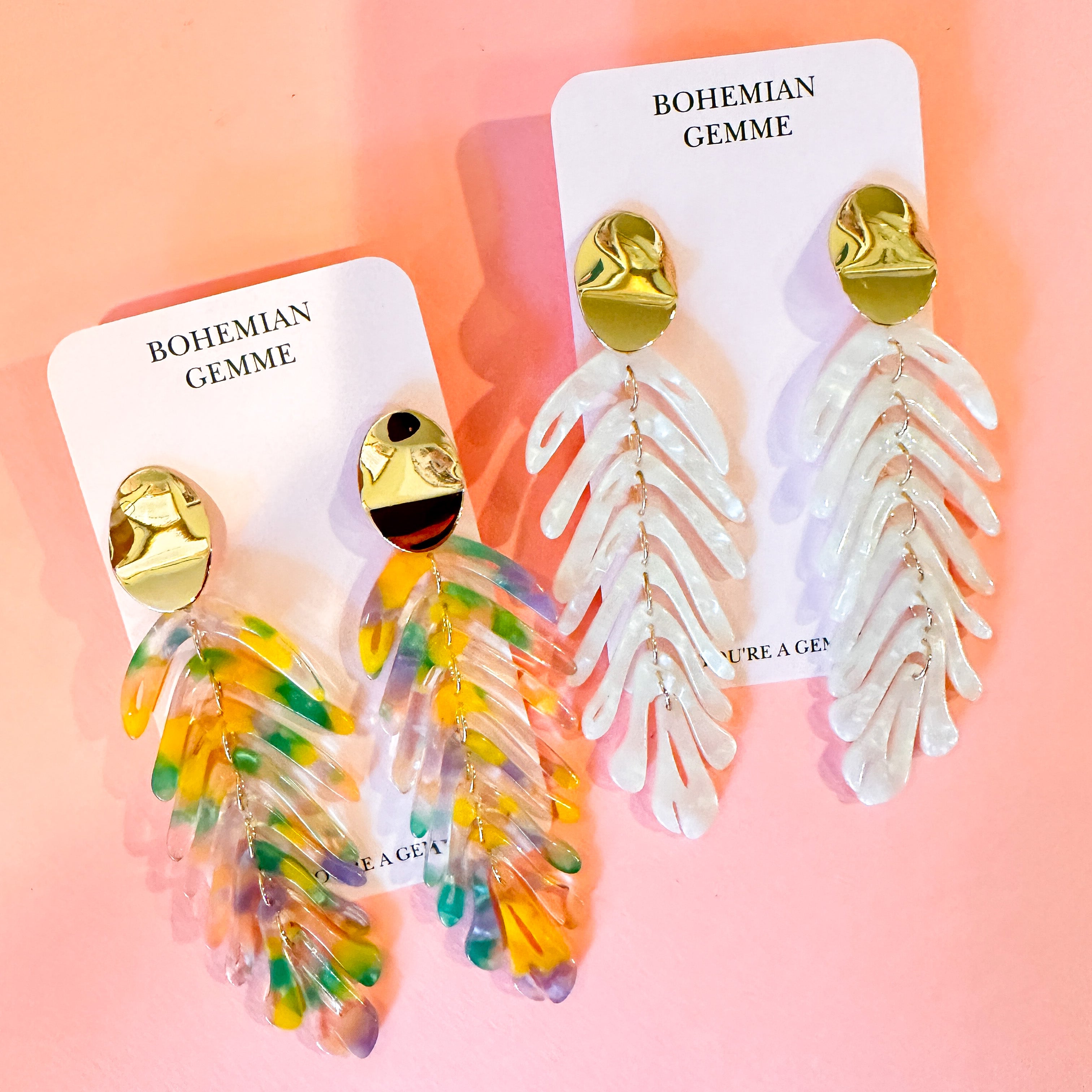 Avery Leaf Statement Earrings-Tropical