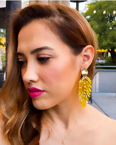 Avery Leaf Statement Earrings-Tropical