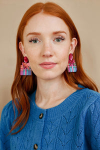 Pink and Blue Present Statement Dangles