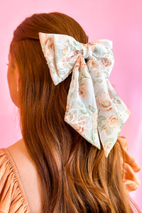 Peach Floral Hair Bow