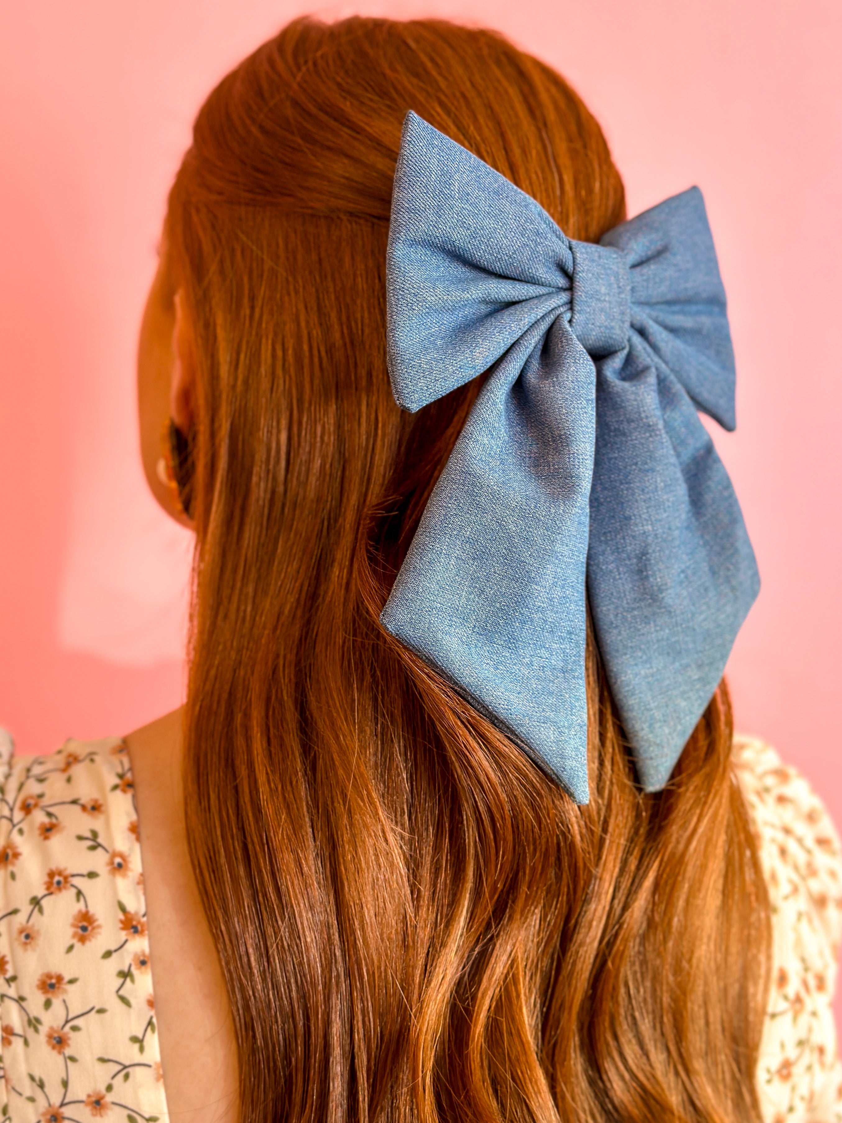 Denim Hair Bow