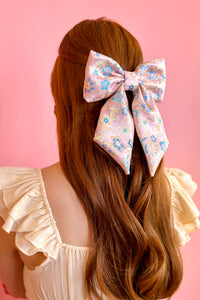 Pink Brocade Hair Bow