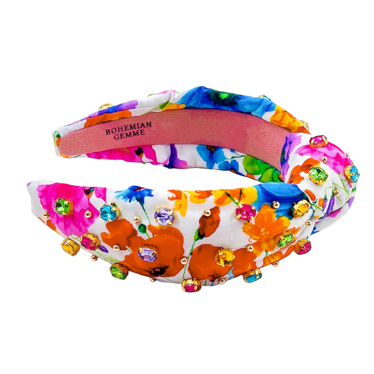 Colorful Floral Print Knotted Embellished Headband