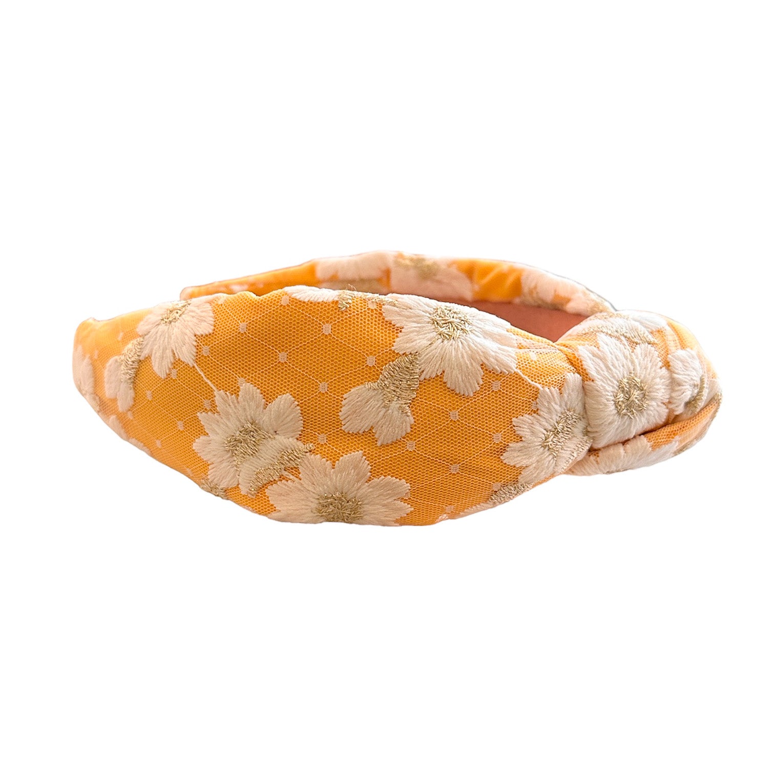 Marigold Floral Embroidered Knotted Headband
