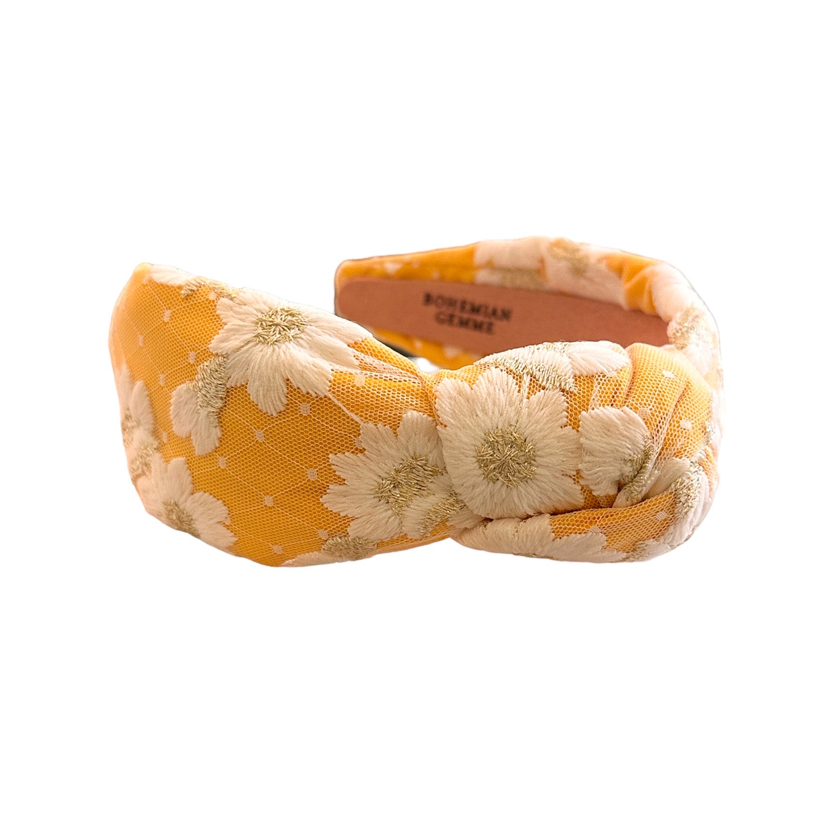 Marigold Floral Embroidered Knotted Headband
