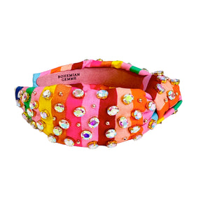 Colorful Striped Knotted Embellished Headband