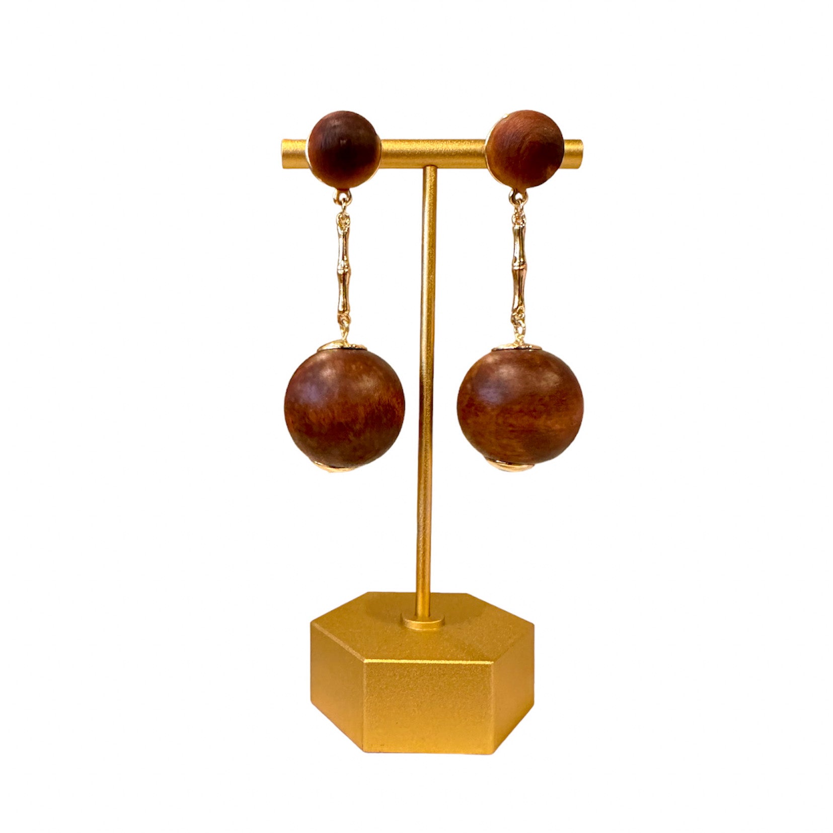 Wooden Bamboo Drop Earrings