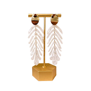 Avery Leaf Statement Earrings-White
